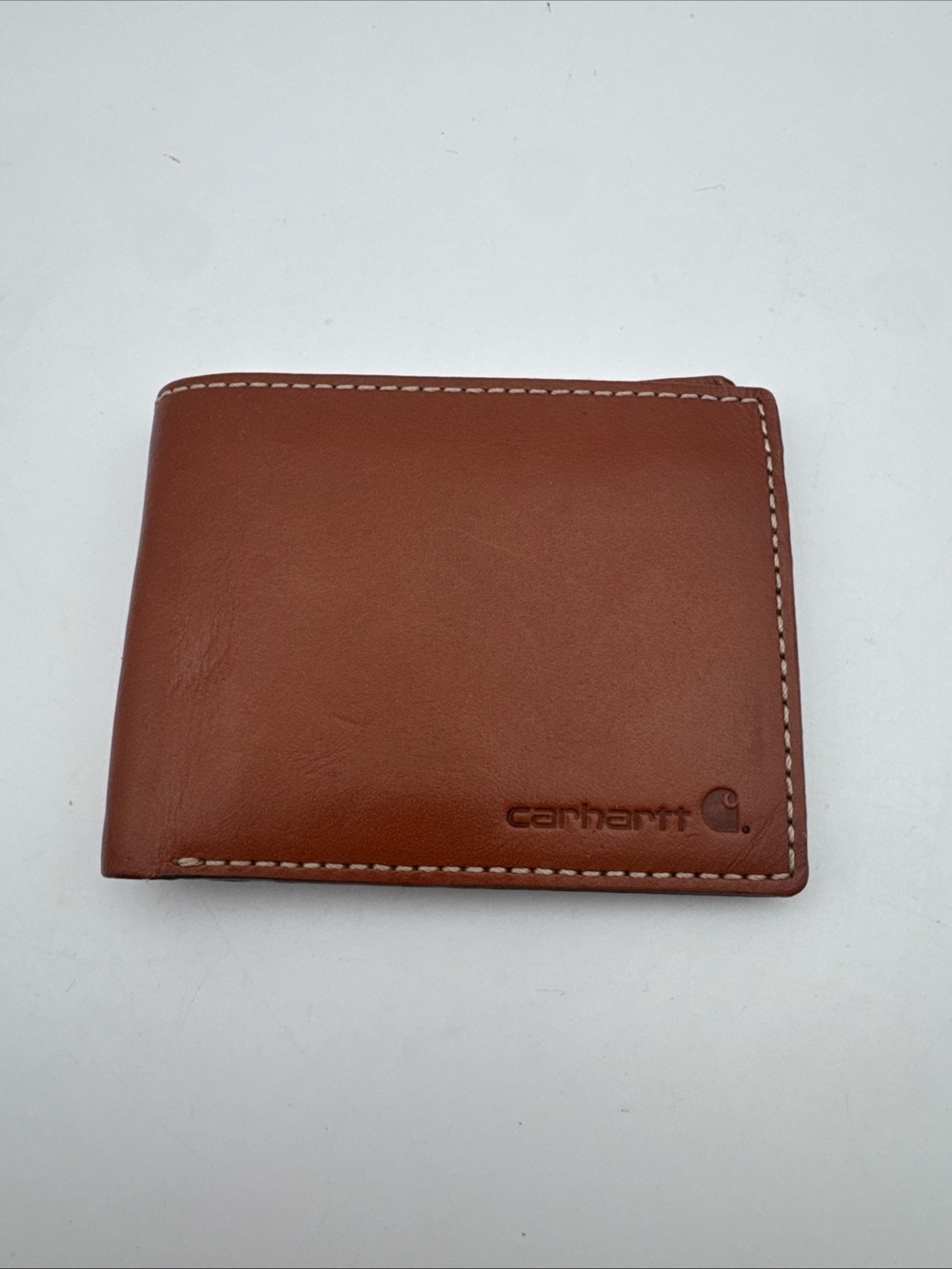 Carhartt Men's Tan Bifold Wallet, Six Credit Card Slots, Divided Money